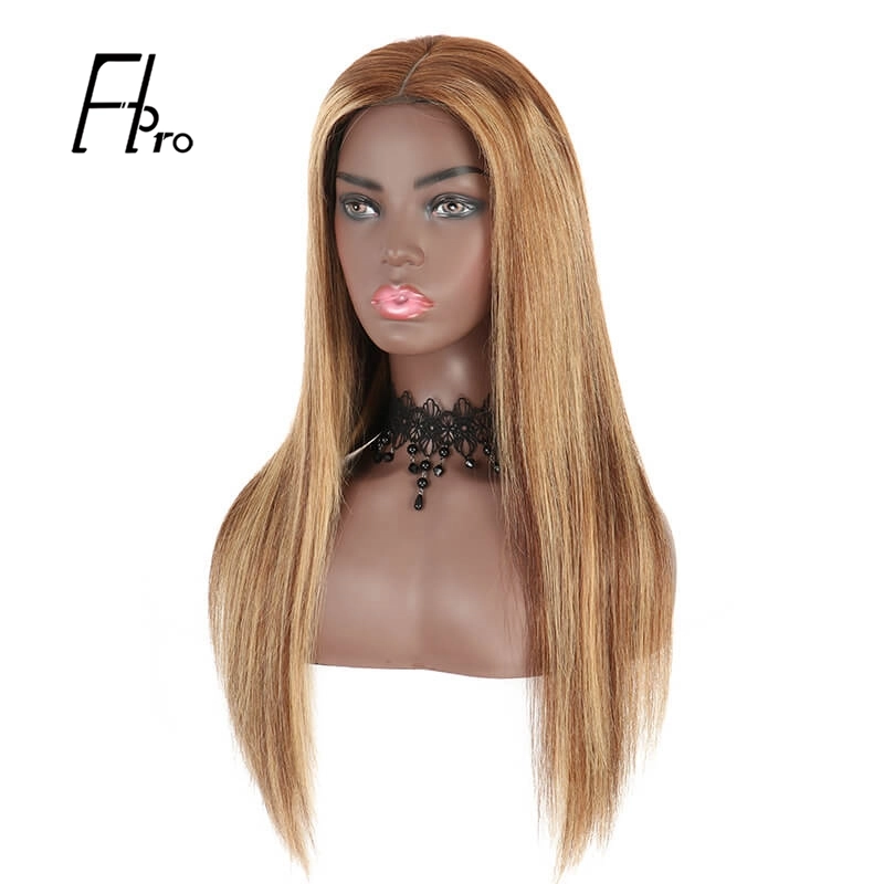 4x4 Lace Closure Wig Straight Human Hair Wig Pre Plucked Mix Color